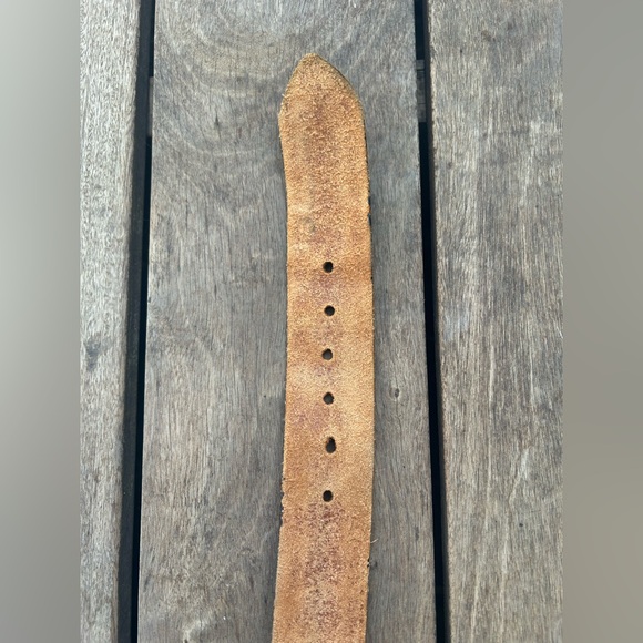 Vintage Belt Buckle Country Western Hand Tooled Brown Leather Silver Eagle 40” - Picture 7 of 10